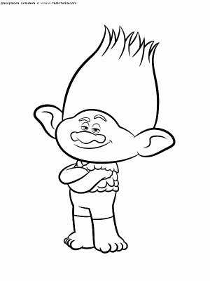 Раскраска тролли Цветан распечатать