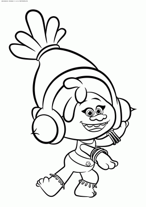 Раскраска тролли Диджей Звуки (DJ Suki)